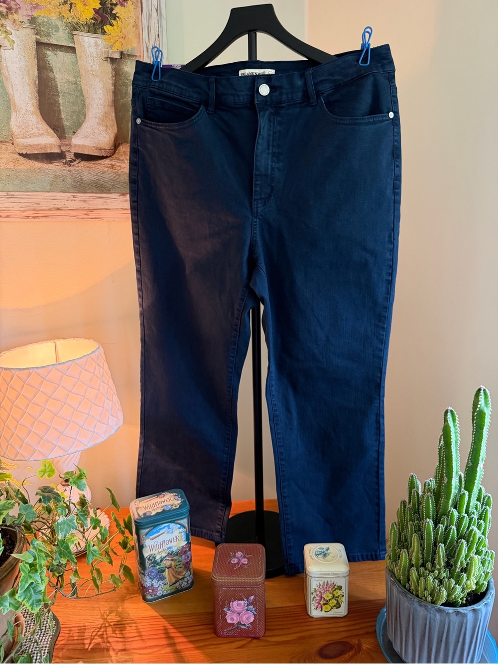 Blank NYC Women's Straight Leg Jeans in Dark Blue